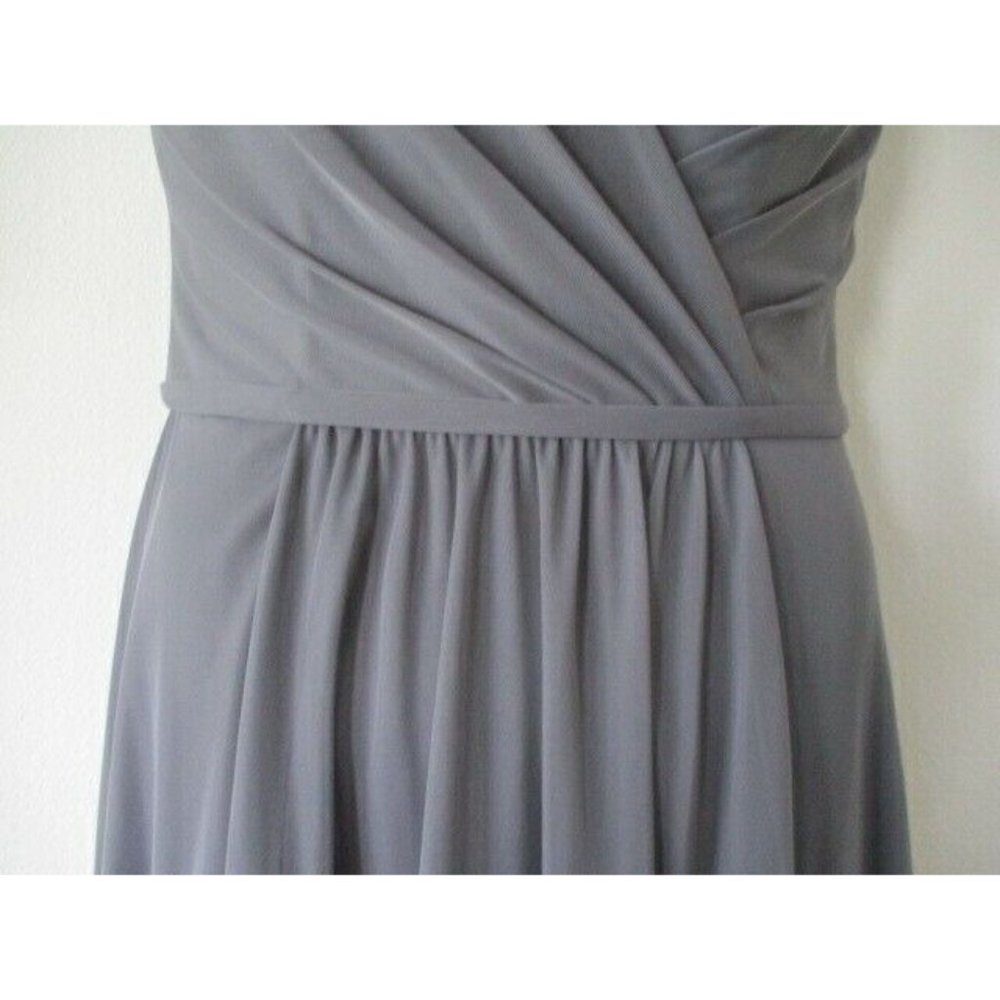 David's Bridal Womens Size 10 Gray Chiffon Prom Cocktail Dress Spaghetti Strap - Picture 3 of 11